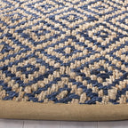 SAFAVIEH Natural Fiber Collection 6' Round Tropical Blue NF266D Handmade Boho Diamond Tassel Jute Area Rug