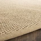 SAFAVIEH Area Rug 6' Round - Natural Fiber Collection - Maize & Linen Color, Sisal, Woven Design with Border (NF141B)