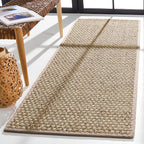 SAFAVIEH Natural Fiber Collection Runner Rug - 2'6" x 8', Natural & Grey, Seagrass, Basketweave Pattern with Border (NF114P)