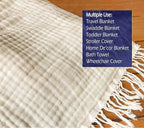 KyraHome 100% Organic Cotton Throw Blanket, 90"x90" Queen Muslin Blankets for Adults, Couch, Pre-Washed Breathable Lightweight Blanket, Coverlet, All Season (Shortbread/Creamy)
