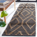SAFAVIEH Natural Fiber Collection Runner Rug - 2'3" x 8', Black & Natural, Flat Weave Farmhouse Geometric Jute Design, Ideal for High Traffic Areas in Living Room, Bedroom (NF378Z)