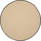 SAFAVIEH Area Rug 6' Round - Natural Fiber Collection - Maize & Black, Sisal, Woven Design with Border (NF141A)
