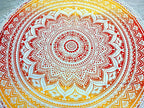Round Beach Tapestry Turquoise Mandala Throw/Boho Hippie Beach Blanket Roundie/Indian Cotton Bohemian Large Round Table Cloth-Home Decor/Yoga Mat Meditation Picnic Rug (42", Yellow-Orange)