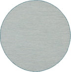 Nourison Home Courtyard Ivory Aqua 5' x Round Area Rug - Easy Clean, Non Shedding, Bed Room, Living Room, Dining Room, Kitchen (5' x Round)