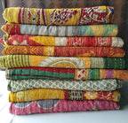 Indian Wholesale Handmade Cotton Kantha Quilts Vintage Bed Cover Throw Blanket Reversible Tribal Boho Bedding Bedspread Twin Size 54x84 Inches Multicolor Patchwork