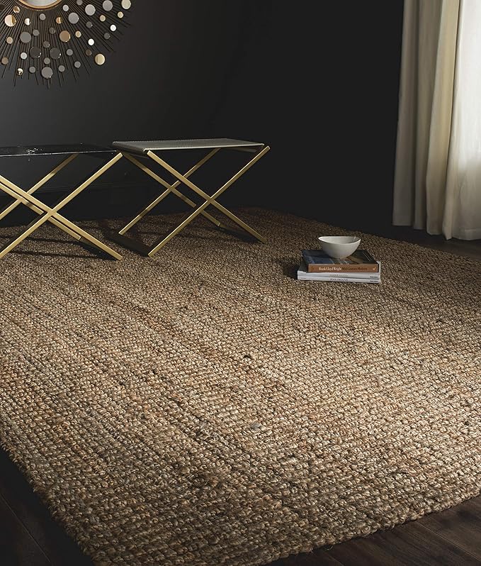 SAFAVIEH Area Rug 11x15 - Natural Fiber Collection - Large - Natural Brown, Handmade Jute, Farmhouse Style, Chunky Textured Thick Pile (NF447A)