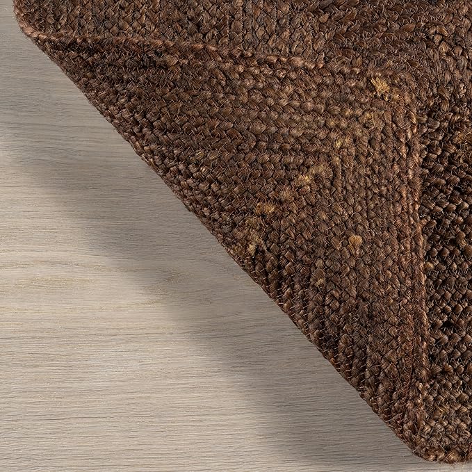 Rugs USA Juniper Tiled Jute Area Rug, 4x6, Dark Brown