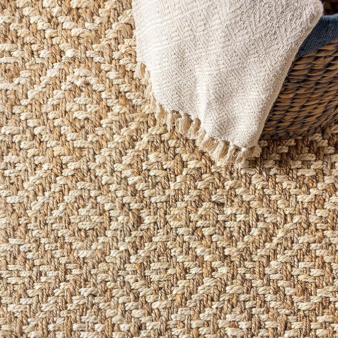 JONATHAN Y Hira Hand Woven Diamond Chunky Jute Natural Runner Rug, 2x12, Bohemian, Transitional, Easy-Cleaning for Living Room, Bedroom, Kitchen, Pet Friendly, Non-Shedding (NFR100A-212)