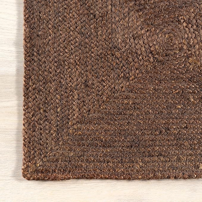 Rugs USA Juniper Tiled Jute Area Rug, 4x6, Dark Brown