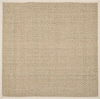 SAFAVIEH Area Rug 8' Square - Natural Fiber Collection - Natural & Ivory, Seagrass, Basketweave Pattern with Border (NF114J)