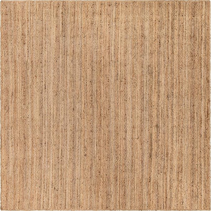 Unique Loom Braided Jute Collection Area Rug - Dhaka (10' Square, Natural)
