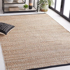 SAFAVIEH Natural Fiber Collection Accent Rug - 4' x 6', Natural & Black, Handmade Farmhouse Boho Coastal Rustic Jute, Ideal for High Traffic Areas in Entryway, Living Room, Bedroom (NF832A)