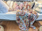 DaDa Bedding Bohemian Southwestern Mink Fleece Throw Blanket - Lightweight Cozy Farmhouse Aztec Havana Geometric Abstract Soft Warm Fall Decor - Yellow & Red - 63" x 90"