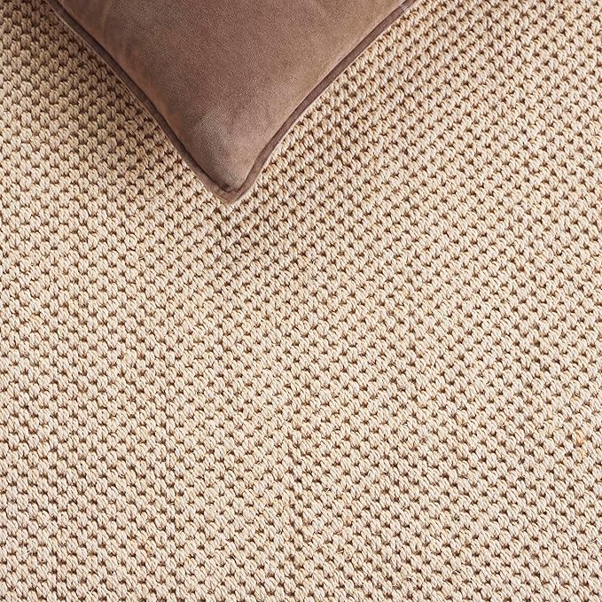 SAFAVIEH Area Rug 6x8 Oval - Natural Fiber Collection - Maize & Black, Sisal, Woven Design with Border (NF141A)