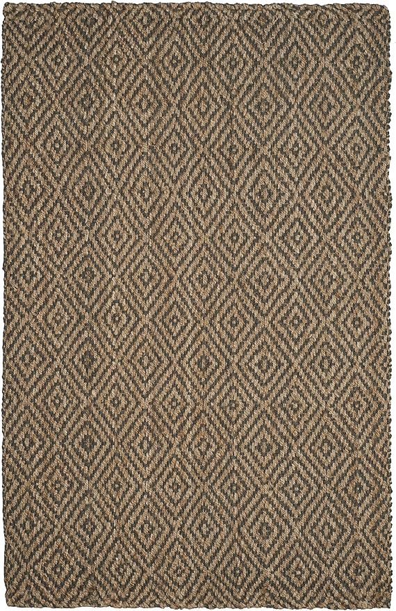 SAFAVIEH Natural Fiber Collection Area Rug - 6' x 9', Natural & Grey, Handmade Jute, Ideal for High Traffic Areas in Living Room, Bedroom (NF181D)