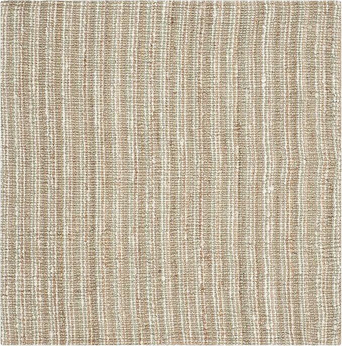 SAFAVIEH Area Rug 10' Square - Natural Fiber Collection - Large - Sage & Natural Brown, Handmade Jute, Farmhouse Style, Chunky Textured Thick Pile (NF447S)