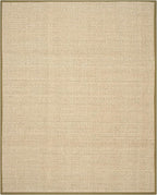 SAFAVIEH Area Rug 11x15 - Natural Fiber Collection - Large - Natural & Olive Green, Seagrass, Basketweave Pattern with Border (NF114G)