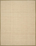 SAFAVIEH Area Rug 10x14 - Natural Fiber Collection - Large - Natural & Olive Green, Seagrass, Basketweave Pattern with Border (NF114G)