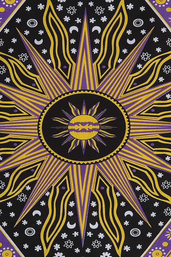 Popular Handicrafts Wall Hanging Tapestry For Bedroom Hippie Burning Sun and Moon Meditation Bohemian Hippy Psychedelic Design Indian Tapestries Bedspread 30 x 40 Inches (76 x 101 cms), Blue