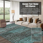 RUGSURE Washable Area Rug - 1/6 Thick - Stain & Water Resistant Non-Slip - Resistant Rug for Living Room, Bedroom, Nursery, Pet & Child Friendly, Vintage Charm Area Rugs (Green, 8' x 10')