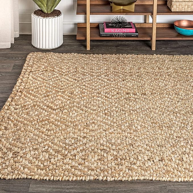 JONATHAN Y Hira Hand Woven Diamond Chunky Jute Natural Indoor Area Rug, 8x10, Bohemian, Transitional, Easy-Cleaning for Living Room, Bedroom, Kitchen, Pet Friendly, Non-Shedding (NFR100A-8)