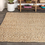 JONATHAN Y Hira Hand Woven Diamond Chunky Jute Natural Indoor Area Rug, 8x10, Bohemian, Transitional, Easy-Cleaning for Living Room, Bedroom, Kitchen, Pet Friendly, Non-Shedding (NFR100A-8)