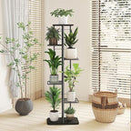 Simple Trending Plant Stand Shelf Indoor Outdoor Waterproof, 6-Tier 7 Potted Heavy Duty Metal Tall Flower Holder for Multiple Corner Display