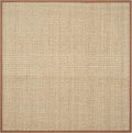 SAFAVIEH Area Rug 6' Square - Natural Fiber Collection - Natural & Brown, Seagrass, Basketweave Pattern with Border (NF114B)