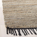 SAFAVIEH Vintage Leather Collection Area Rug - 6' Square, Beige, Handmade Boho Fringe Leather & Jute, Ideal for High Traffic Areas in Living Room, Bedroom (VTL203B)