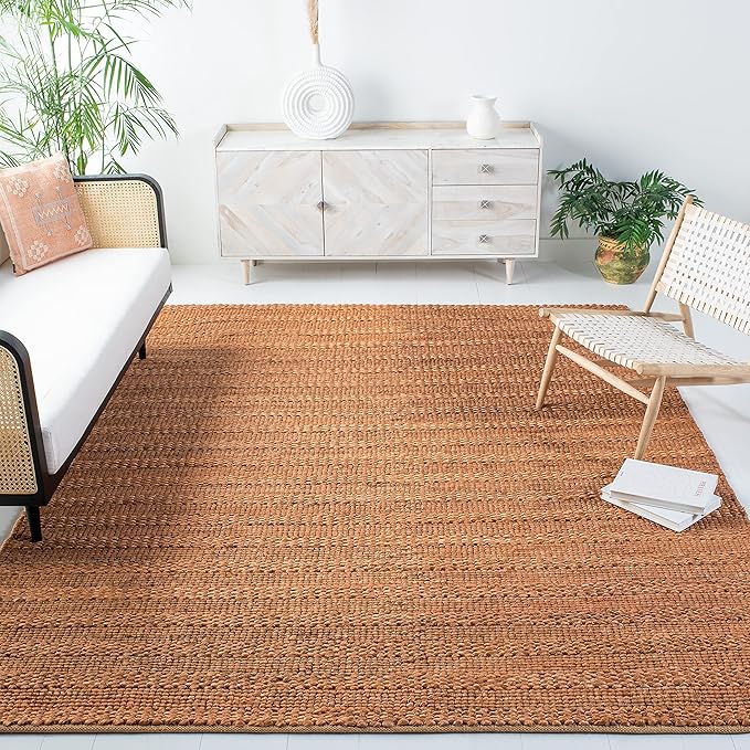 SAFAVIEH Area Rug 8x10 - Natural Fiber Collection - Large - Gold, Handmade Jute, Braided Woven Design, Ideal for Living Room, Bedroom, Dining Space (NF212E)