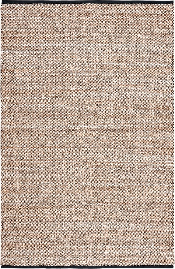 SAFAVIEH Natural Fiber Collection Accent Rug - 4' x 6', Natural & Black, Handmade Farmhouse Boho Coastal Rustic Jute, Ideal for High Traffic Areas in Entryway, Living Room, Bedroom (NF832A)