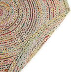 · REDEARTH · Jute Cotton Chindi Area Rug - 6' Round Rug, Handwoven, Non-Shedding, Soft & Durable – Multi Tones for Home Décor in Living Room, Dining Room, Bedroom
