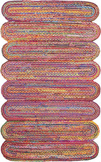 SAFAVIEH Cape Cod Collection Area Rug - 5' x 8', Red & Multi, Handmade Braided Jute & Cotton, Ideal for High Traffic Areas in Living Room, Bedroom (CAP208Q)
