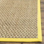 SAFAVIEH Natural Fiber Collection Runner Rug - 2'6" x 12', Natural & Gold, Seagrass, Basketweave Pattern with Border (NF114X)