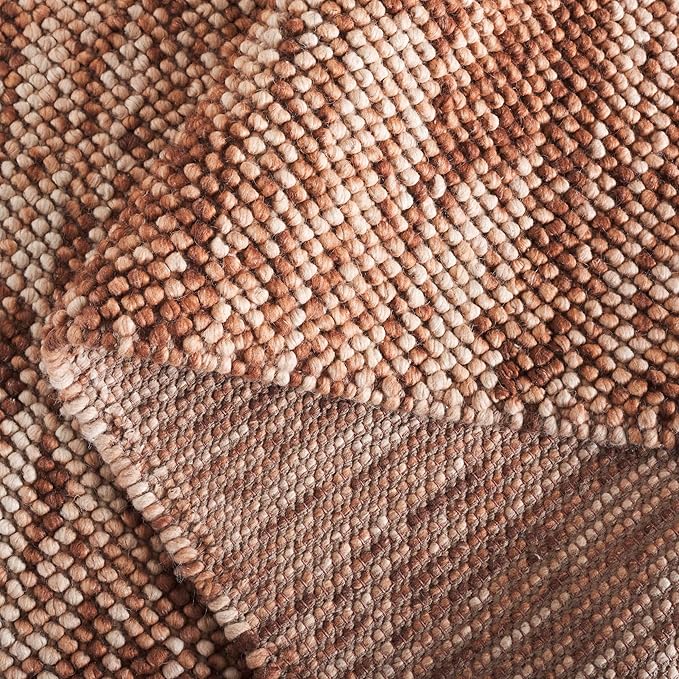 SAFAVIEH Area Rug 8x10 - Natura Collection - Large - Rust & Brown, Handmade Wool Blend, Textured Design, Ideal for Living Room, Bedroom, Dining Space (NAT425P)