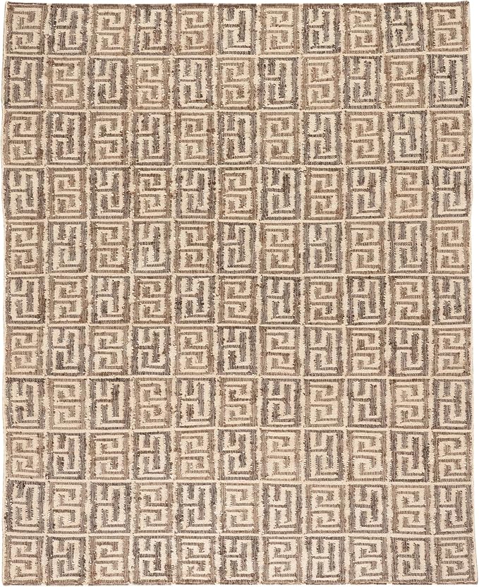 Dash and Albert Auricula Handwoven Jute Rug, 8 X 10 Feet, Black/Neutral Geometric Pattern - Premium Luxury Hotel Quality Soft Breathable Hypoallergenic Machine Washable Easy Care All Season