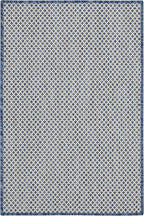 Nourison Home Courtyard Ivory Blue 2' x 3' Area Rug - Easy Clean, Non Shedding, Bed Room, Living Room, Dining Room, Kitchen (2' x 3')
