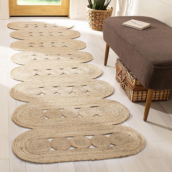 SAFAVIEH Natural Fiber Collection Runner Rug - 2'3" x 12', Natural, Handmade Farmhouse Rustic Country, Ideal for High Traffic Areas in Living Room, Bedroom (NF365B)