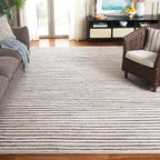 SAFAVIEH Area Rug 8x10 - Cape Cod Collection - Large - Natural & Blue, Geometric Design, Ideal for Living Room, Bedroom, Office, Dining Space (CAP151M)