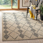 SAFAVIEH Bohemian Collection 5' x 8' Beige / Black BOH703Z Handmade Moroccan Tribal Jute Area Rug