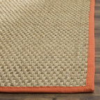 SAFAVIEH Area Rug 8x10 - Natural Fiber Collection - Large - Natural & Rust, Seagrass, Basketweave Pattern (NF114Y)