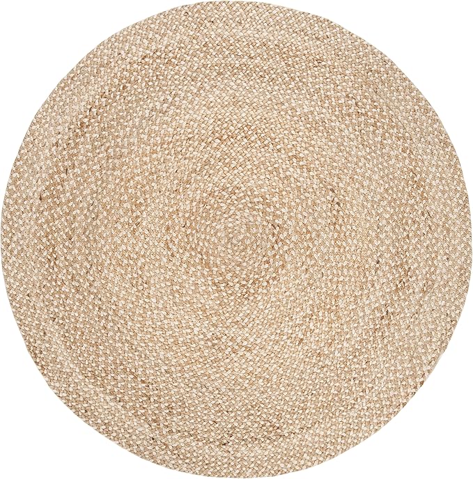 SAFAVIEH Natural Fiber Collection Area Rug - 7' Round, Natural & Ivory, Handmade Boho Charm Braided Jute, Ideal for High Traffic Areas in Living Room, Bedroom (NF804B)