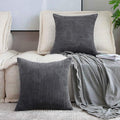 Home Brilliant Set of 2 Throw Pillow Covers Soft Velvet Corduroy Striped Square Cushion Cover for Couch, 50cm, 20 x 20 Inch, Dark Grey