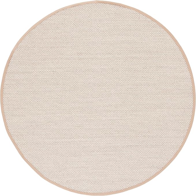 SAFAVIEH Area Rug 8' Round - Natural Fiber Collection - Marble & Linen Color, Sisal, Woven Design with Border (NF143B)