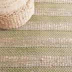 SAFAVIEH Natural Fiber Collection Area Rug - 6'6" Square, Green & Natural, Handmade Boho Farmhouse Rustic Jute & Cotton Jute, Ideal for High Traffic Areas in Living Room, Bedroom (NFB654Y)