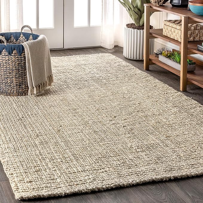 JONATHAN Y Pata Hand Woven Chunky Jute Light Ivory Indoor Area Rug, 12x18, Bohemian, Rustic, Cottage, Easy-Cleaning for Living Room, Bedroom, Kitchen, Non-Shedding (NRF102B-18)