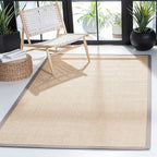 SAFAVIEH Area Rug 3x5 - Natural Fiber Collection - Maize & Grey, Sisal, Woven Design with Border (NF141G)