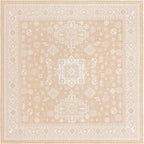 Rugs.com Outdoor Aztec Collection Rug – 10 Ft Square Natural Flatweave Rug Perfect for Living Rooms, Kitchens, Entryways