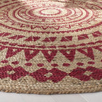 SAFAVIEH Natural Fiber Round Collection 6' Round Fuchsia NF802C Handmade Boho Mandala Braided Jute Area Rug