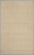SAFAVIEH Area Rug 3x5 - Natural Fiber Collection - Natural & Grey, Seagrass, Basketweave Pattern with Border (NF114P)